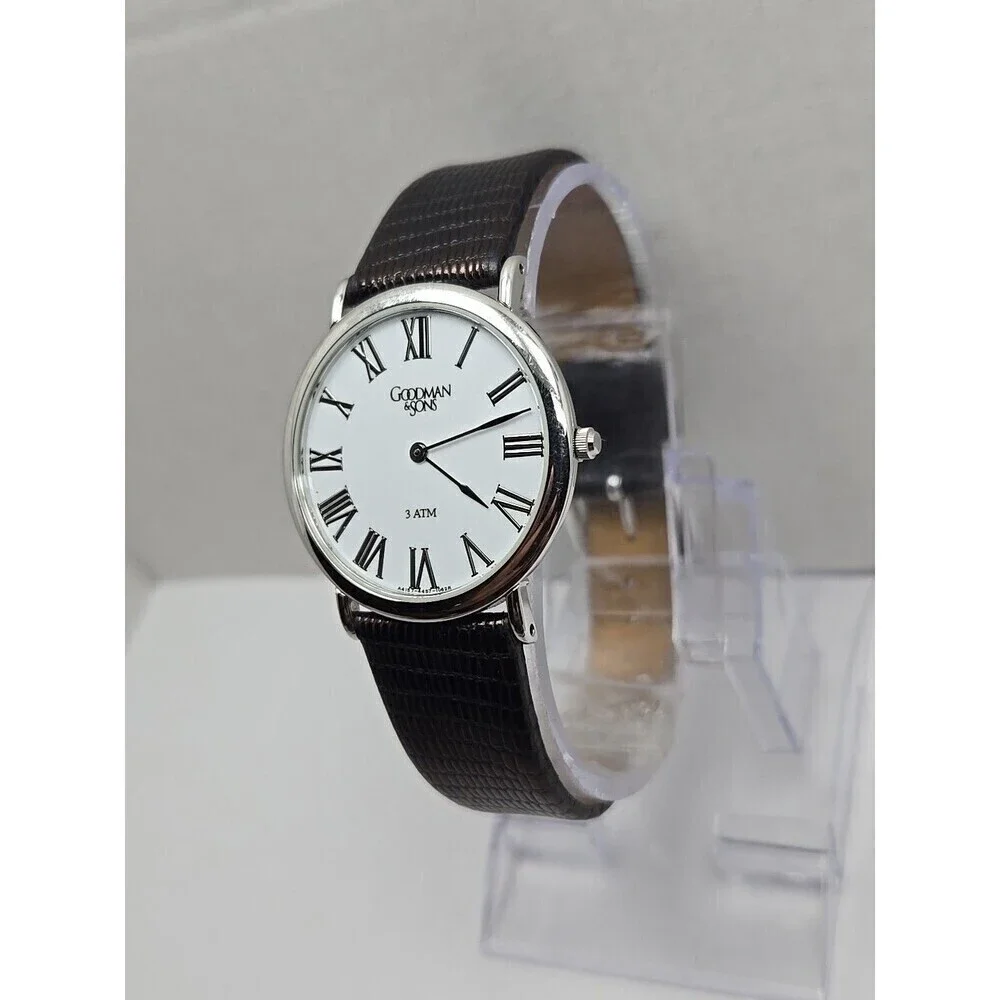 Goodman And Sons Quartz Dress Watch Roman Numerals Stainless Steel New Battery